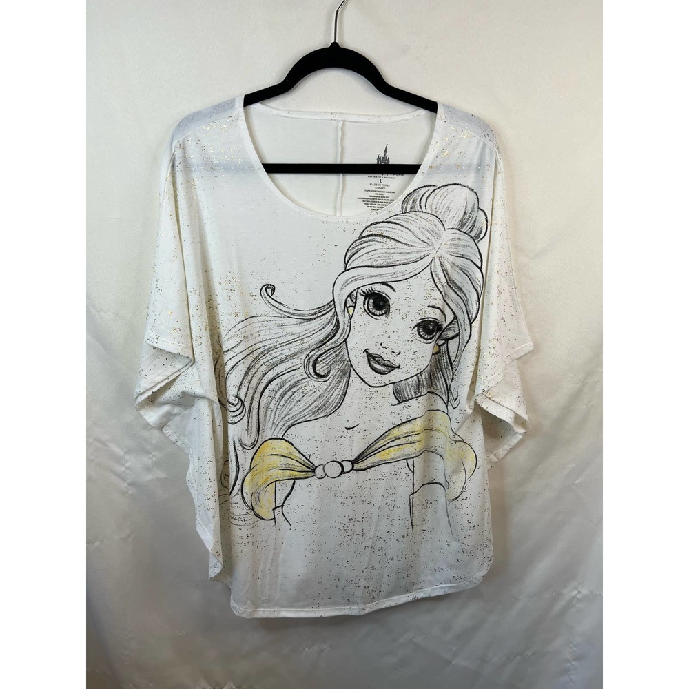 Disney Park Belle White T-Shirt Size Large